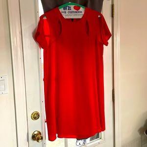 BCBG Maxazria red short sleeve cocktail dress with cut outs